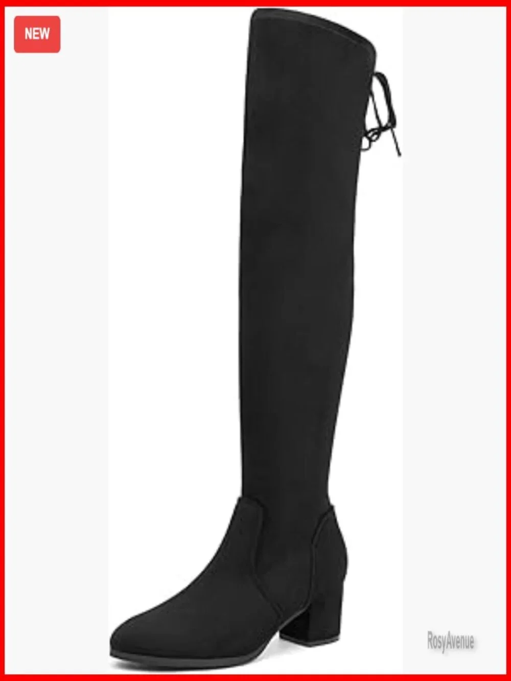 Over the Knee Boots with Chunky Heel, Zipper Closure, Faux Suede